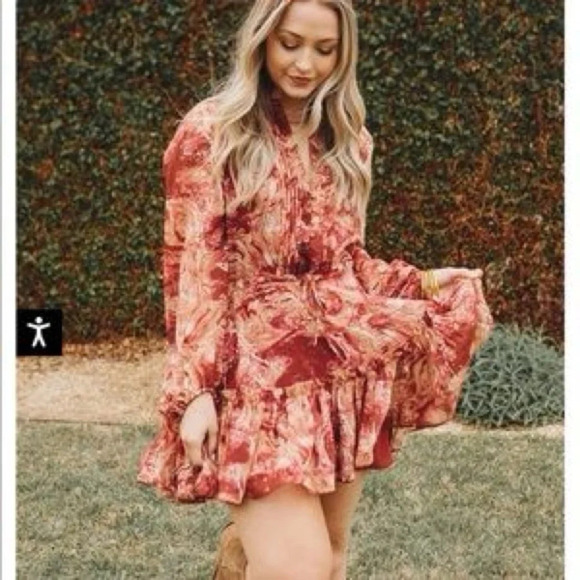 BuddyLove “Grace” Ruffle Hem Dress in Marbled Print – Size Large (NWT) - Picture 1 of 12